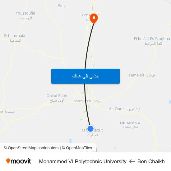 Ben Chaikh to Mohammed VI Polytechnic University map