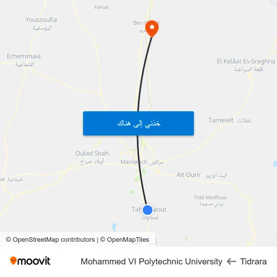 Tidrara to Mohammed VI Polytechnic University map
