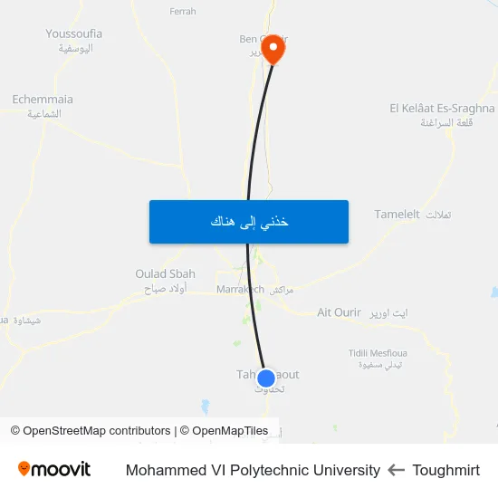 Toughmirt to Mohammed VI Polytechnic University map