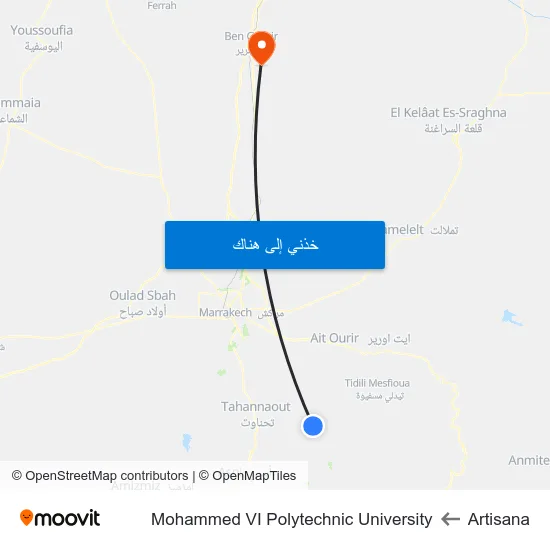 Artisana to Mohammed VI Polytechnic University map