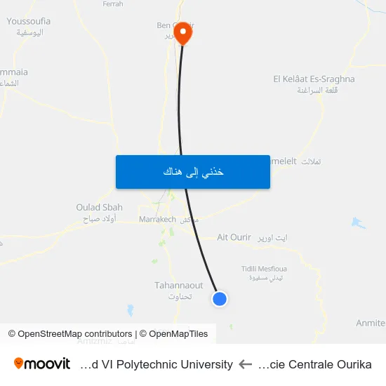 Pharmacie Centrale Ourika to Mohammed VI Polytechnic University map