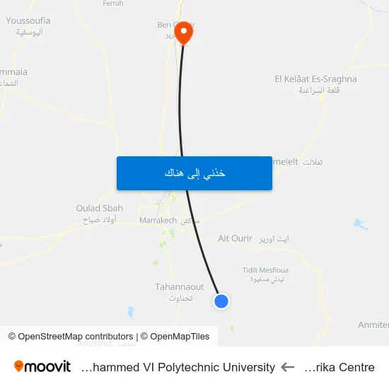 Ourika Centre to Mohammed VI Polytechnic University map