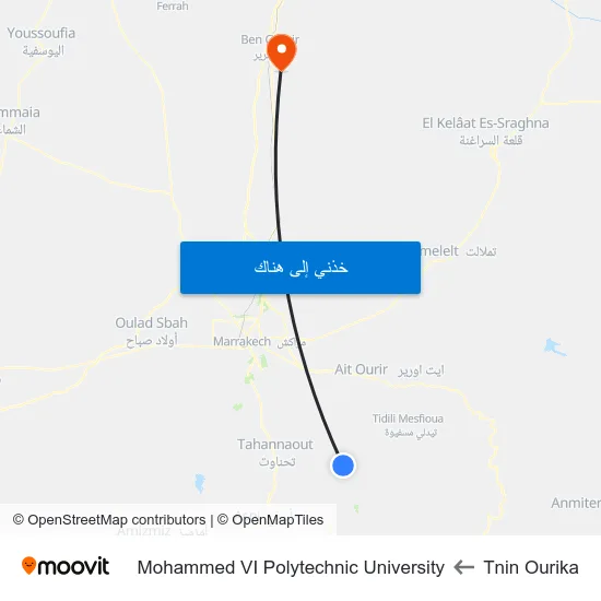 Tnin Ourika to Mohammed VI Polytechnic University map