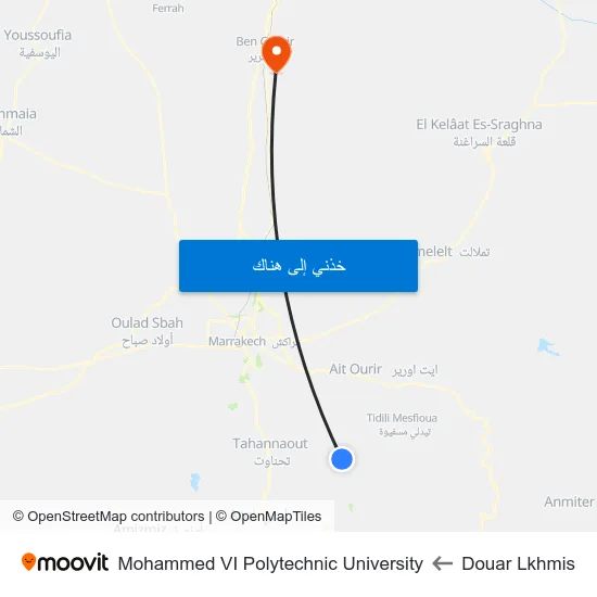 Douar Lkhmis to Mohammed VI Polytechnic University map