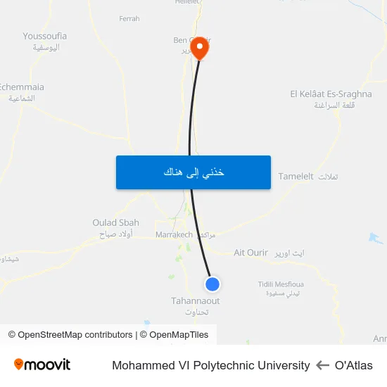 O'Atlas to Mohammed VI Polytechnic University map