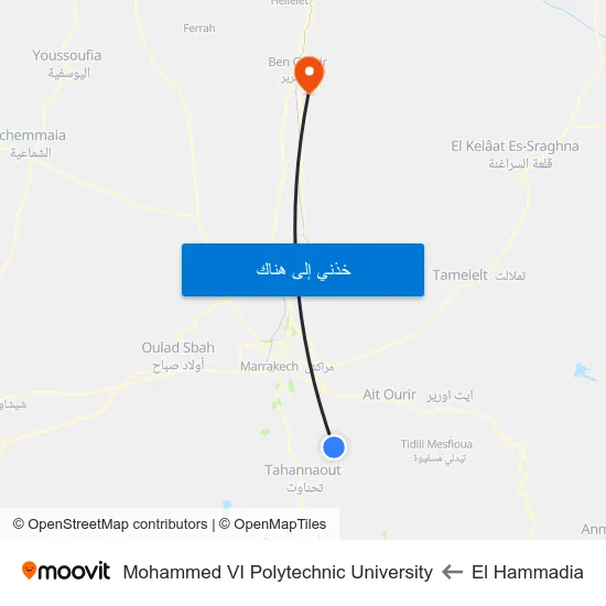 El Hammadia to Mohammed VI Polytechnic University map