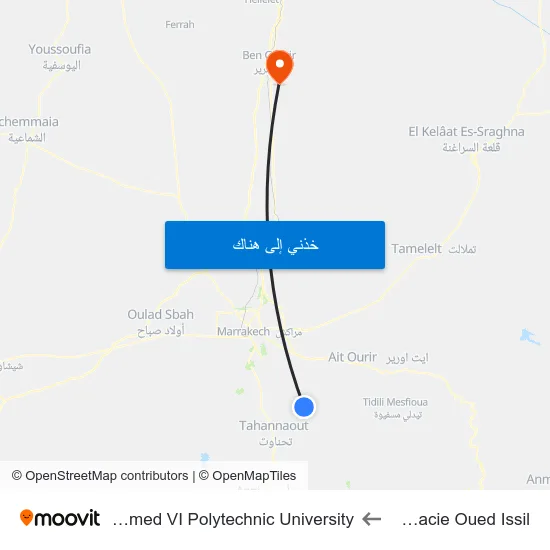 Pharmacie Oued Issil to Mohammed VI Polytechnic University map