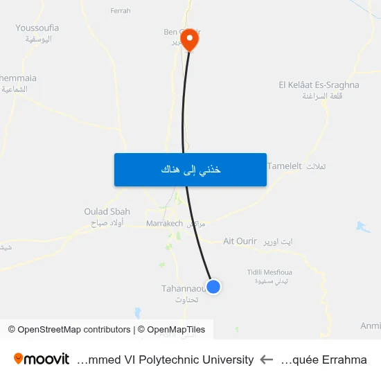 Mosquée Errahma to Mohammed VI Polytechnic University map