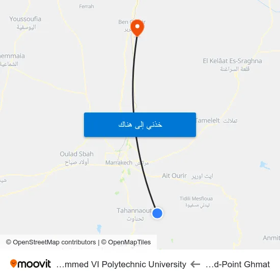 Rond-Point Ghmat to Mohammed VI Polytechnic University map