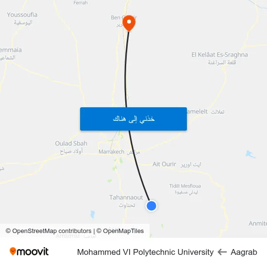 Aagrab to Mohammed VI Polytechnic University map