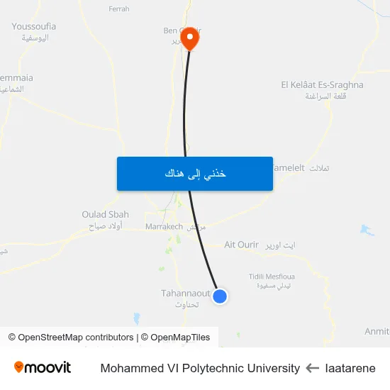 Iaatarene to Mohammed VI Polytechnic University map