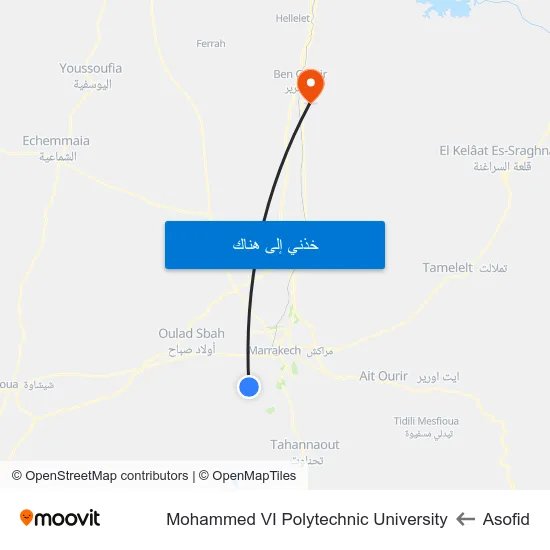 Asofid to Mohammed VI Polytechnic University map
