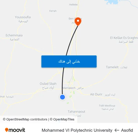 Asofid to Mohammed VI Polytechnic University map