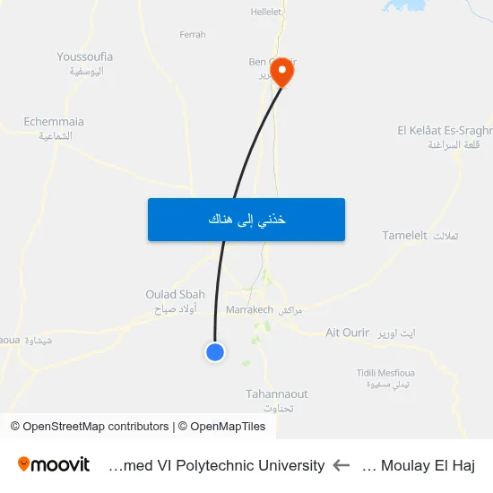 Jnan Moulay El Haj to Mohammed VI Polytechnic University map