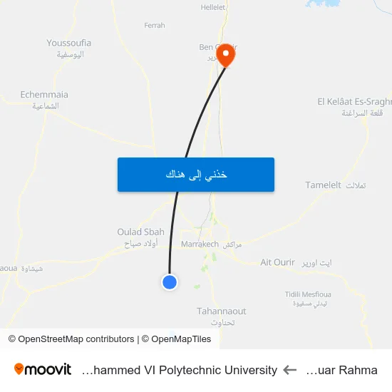 Douar Rahma to Mohammed VI Polytechnic University map