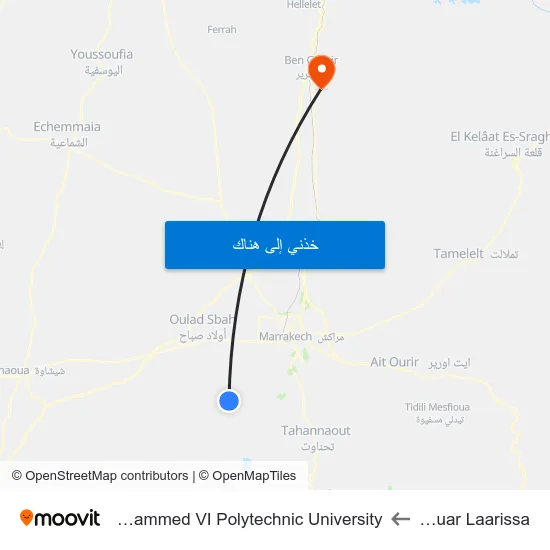 Douar Laarissa to Mohammed VI Polytechnic University map