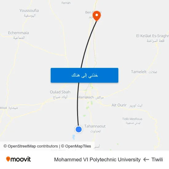 Tiwili to Mohammed VI Polytechnic University map