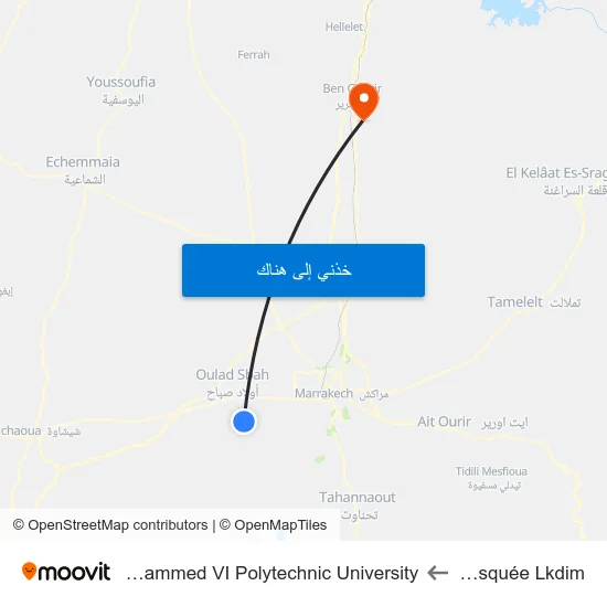 Mosquée Lkdim to Mohammed VI Polytechnic University map