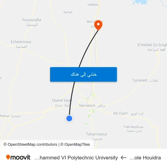 Ecole Houidra to Mohammed VI Polytechnic University map