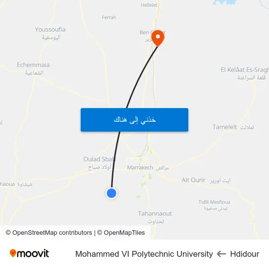 Hdidour to Mohammed VI Polytechnic University map