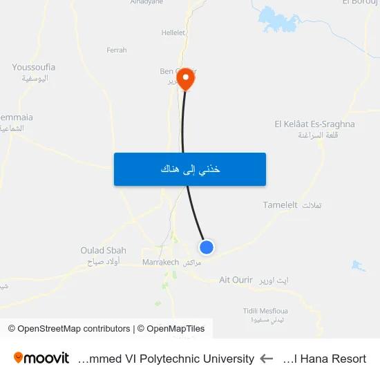 Dr Al Hana Resort to Mohammed VI Polytechnic University map