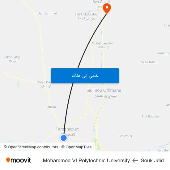 Souk Jdid to Mohammed VI Polytechnic University map