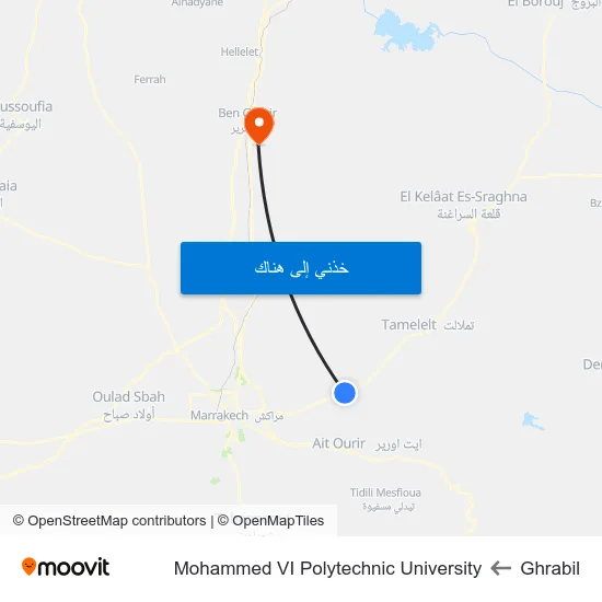 Ghrabil to Mohammed VI Polytechnic University map