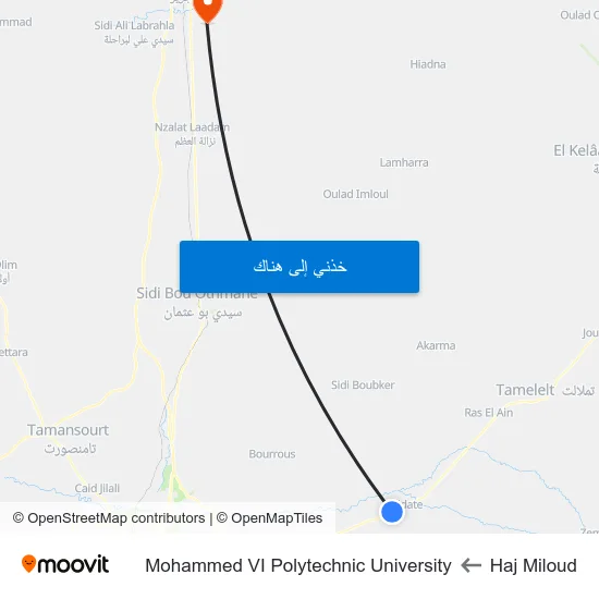 Haj Miloud to Mohammed VI Polytechnic University map