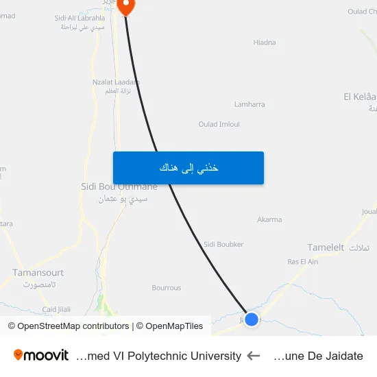 Commune De Jaidate to Mohammed VI Polytechnic University map