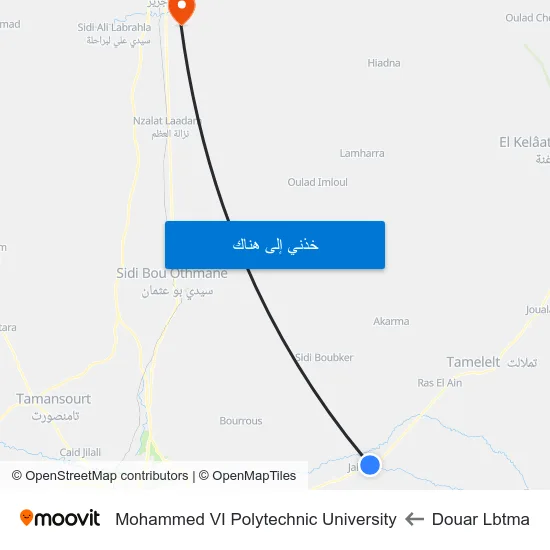 Douar Lbtma to Mohammed VI Polytechnic University map