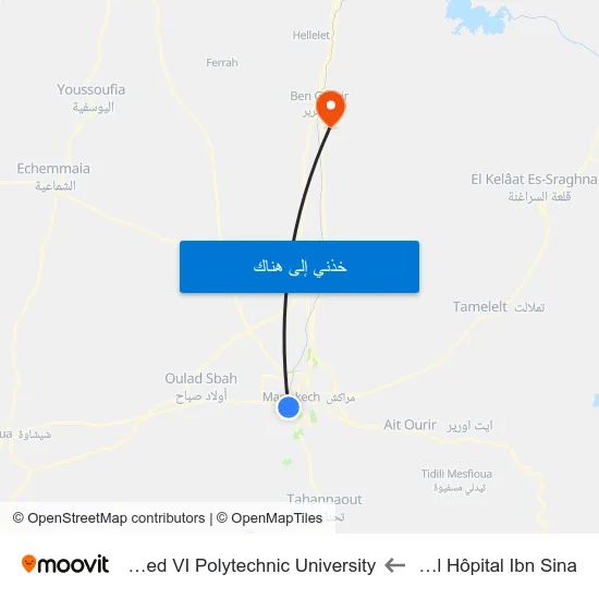 Nouvel Hôpital Ibn Sina to Mohammed VI Polytechnic University map