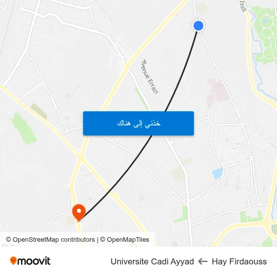 Hay Firdaouss to Universite Cadi Ayyad map