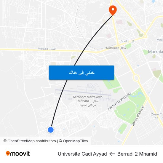 Berradi 2 Mhamid to Universite Cadi Ayyad map
