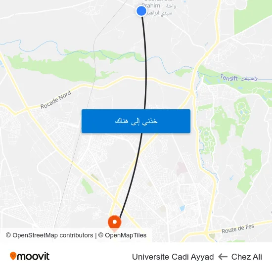 Chez Ali to Universite Cadi Ayyad map