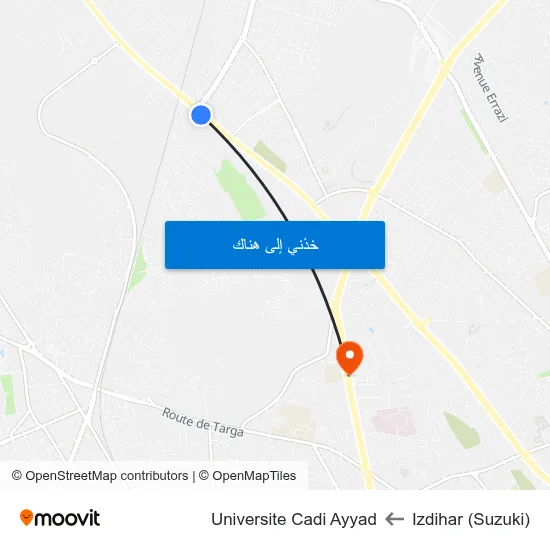 Izdihar (Suzuki) to Universite Cadi Ayyad map