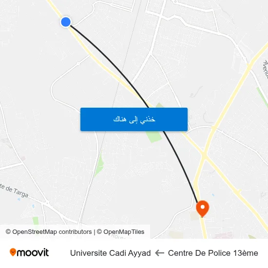 Centre De Police 13ème to Universite Cadi Ayyad map