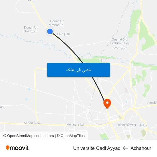 Achahour to Universite Cadi Ayyad map