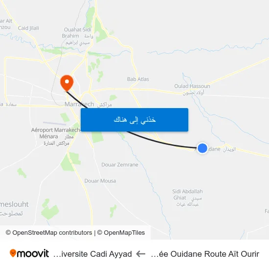 Lycée Ouidane Route Aït Ourir to Universite Cadi Ayyad map