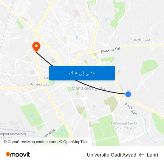 Lahri to Universite Cadi Ayyad map