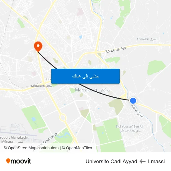 Lmassi to Universite Cadi Ayyad map