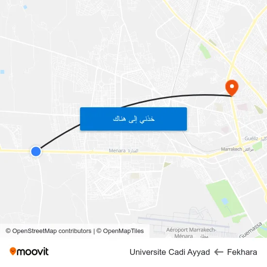 Fekhara to Universite Cadi Ayyad map