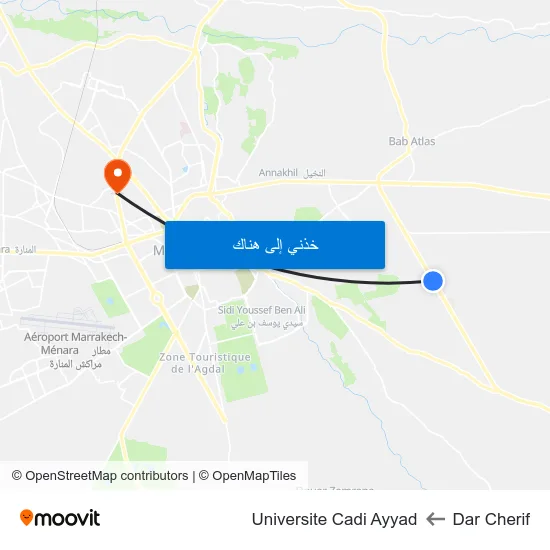 Dar Cherif to Universite Cadi Ayyad map