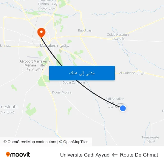 Route De Ghmat to Universite Cadi Ayyad map