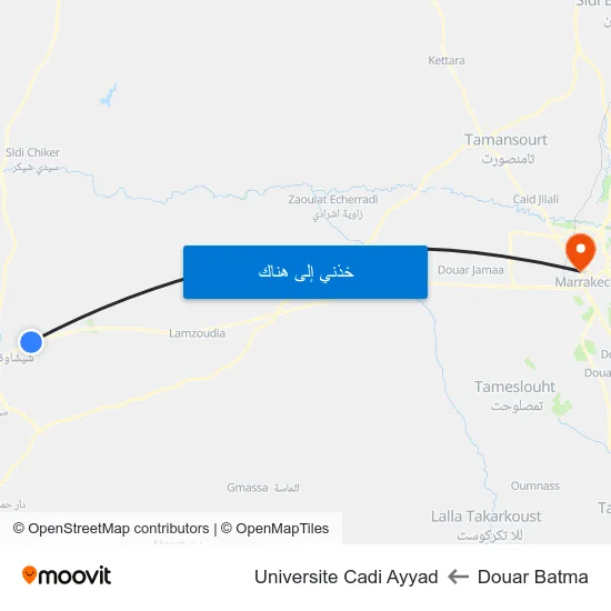 Douar Batma to Universite Cadi Ayyad map