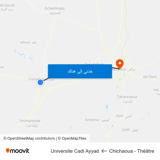 Chichaoua - Théâtre to Universite Cadi Ayyad map
