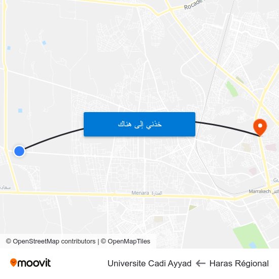 Haras Régional to Universite Cadi Ayyad map