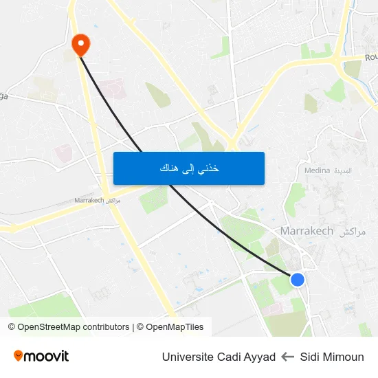 Sidi Mimoun to Universite Cadi Ayyad map