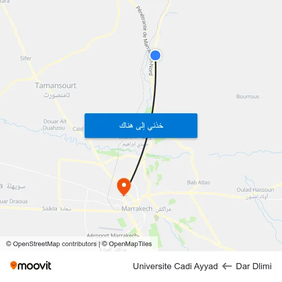 Dar Dlimi to Universite Cadi Ayyad map