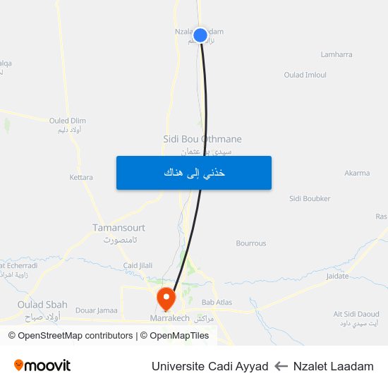 Nzalet Laadam to Universite Cadi Ayyad map