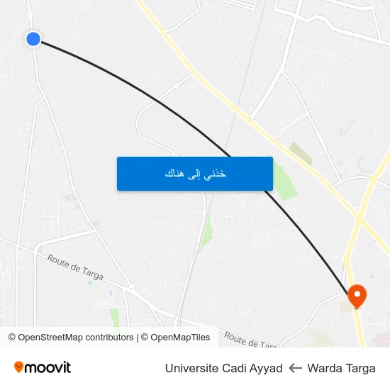 Warda Targa to Universite Cadi Ayyad map